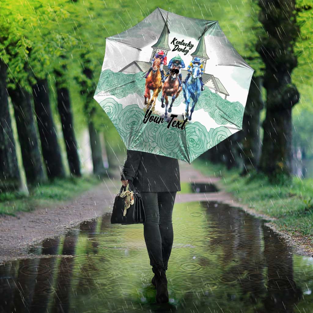 Kentucky Horse Racing Personalized Umbrella Churchill Downs Roses Pastel Green