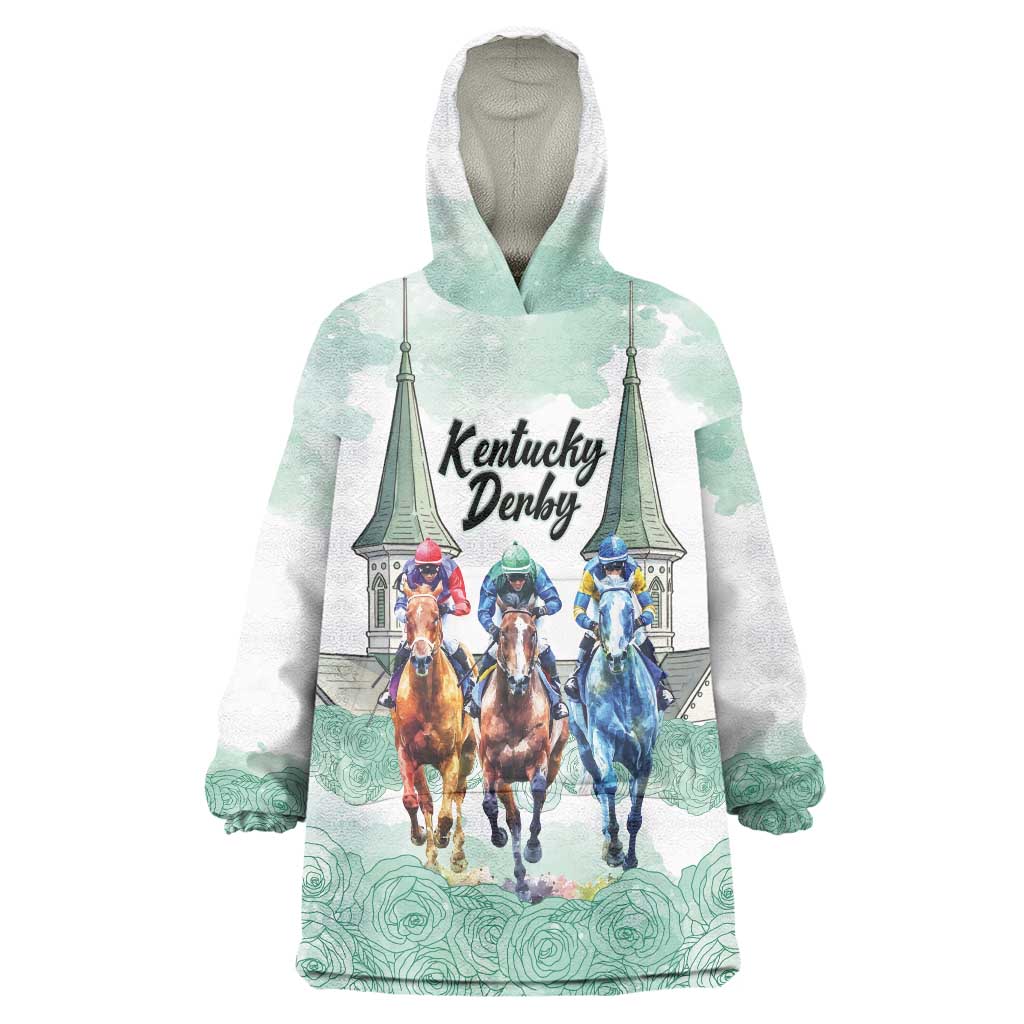 Kentucky Horse Racing Personalized Wearable Blanket Hoodie Churchill Downs Roses Pastel Green