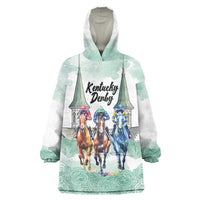 Kentucky Horse Racing Personalized Wearable Blanket Hoodie Churchill Downs Roses Pastel Green
