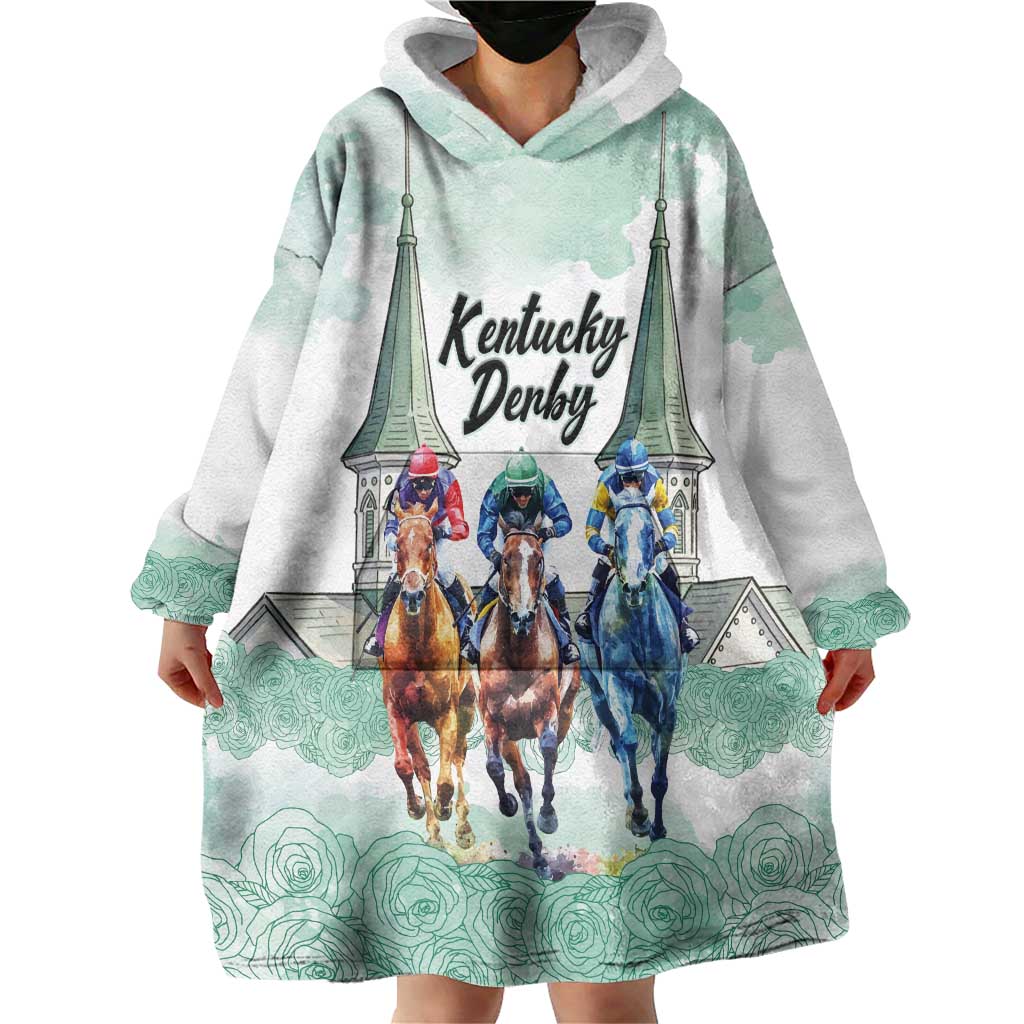 Kentucky Horse Racing Personalized Wearable Blanket Hoodie Churchill Downs Roses Pastel Green