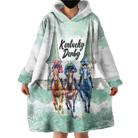 Kentucky Horse Racing Personalized Wearable Blanket Hoodie Churchill Downs Roses Pastel Green