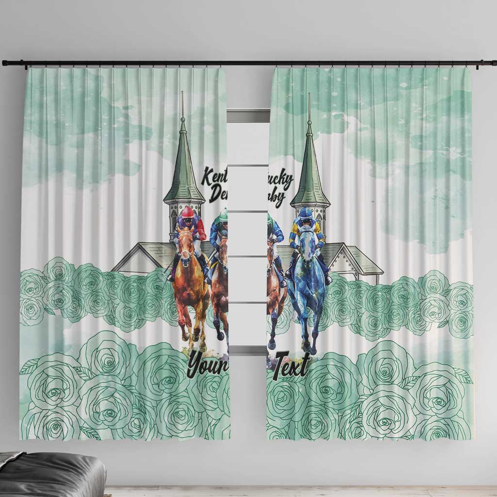 Kentucky Horse Racing Personalized Window Curtain Churchill Downs Roses Pastel Green