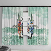 Kentucky Horse Racing Personalized Window Curtain Churchill Downs Roses Pastel Green