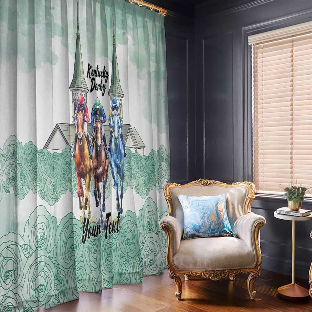 Kentucky Horse Racing Personalized Window Curtain Churchill Downs Roses Pastel Green