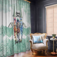 Kentucky Horse Racing Personalized Window Curtain Churchill Downs Roses Pastel Green