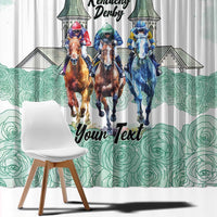 Kentucky Horse Racing Personalized Window Curtain Churchill Downs Roses Pastel Green