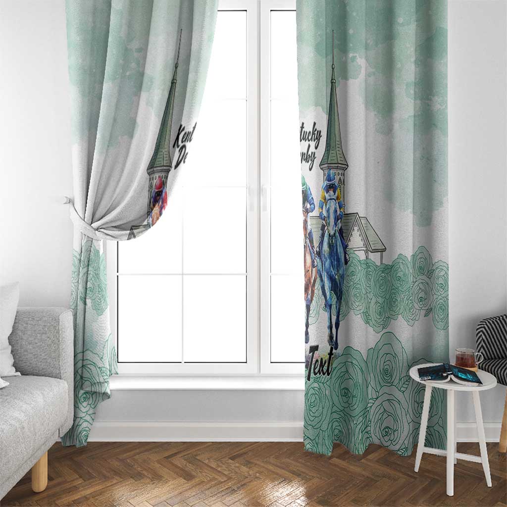 Kentucky Horse Racing Personalized Window Curtain Churchill Downs Roses Pastel Green