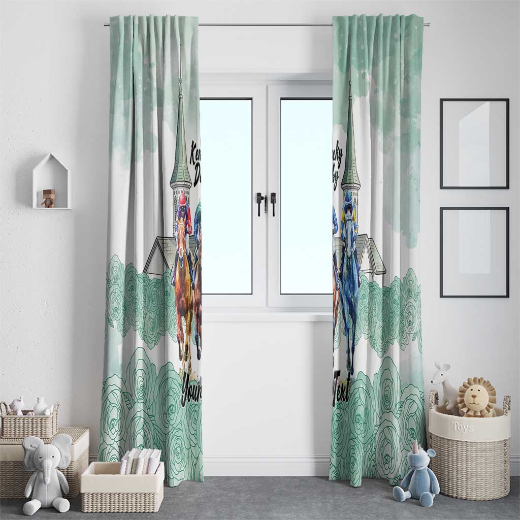 Kentucky Horse Racing Personalized Window Curtain Churchill Downs Roses Pastel Green