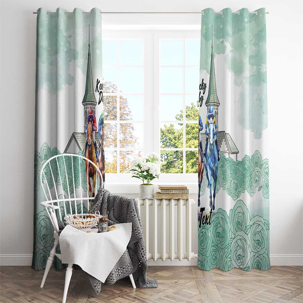 Kentucky Horse Racing Personalized Window Curtain Churchill Downs Roses Pastel Green