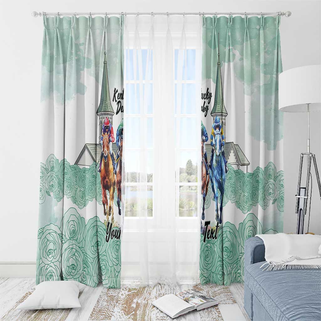Kentucky Horse Racing Personalized Window Curtain Churchill Downs Roses Pastel Green