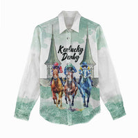 Kentucky Horse Racing Personalized Women Casual Shirt Churchill Downs Roses Pastel Green