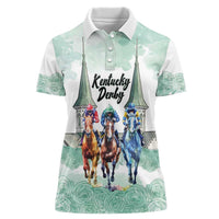 Kentucky Horse Racing Personalized Women Polo Shirt Churchill Downs Roses Pastel Green