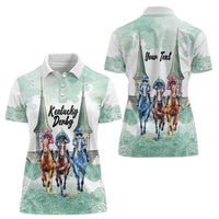 Kentucky Horse Racing Personalized Women Polo Shirt Churchill Downs Roses Pastel Green