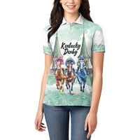 Kentucky Horse Racing Personalized Women Polo Shirt Churchill Downs Roses Pastel Green