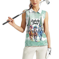 Kentucky Horse Racing Personalized Women Sleeveless Polo Shirt Churchill Downs Roses Pastel Green