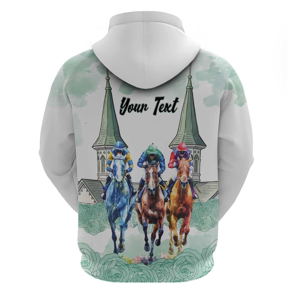 Kentucky Horse Racing Personalized Zip Hoodie Churchill Downs Roses Pastel Green