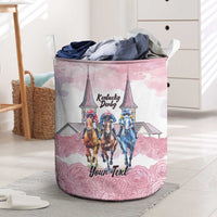 Kentucky Horse Racing Personalized Laundry Basket Churchill Downs Roses Pastel Pink