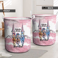Kentucky Horse Racing Personalized Laundry Basket Churchill Downs Roses Pastel Pink