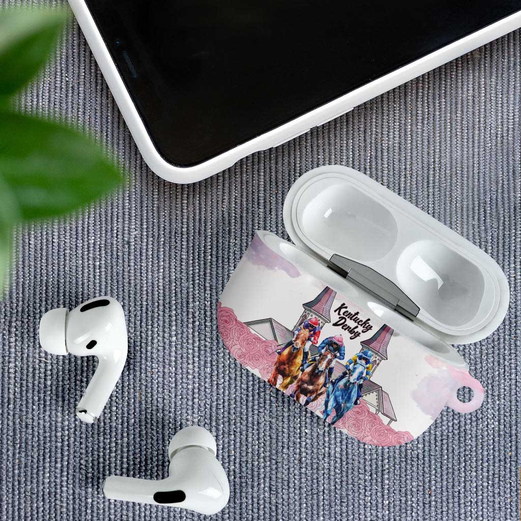 Kentucky Horse Racing Personalized AirPods Case Churchill Downs Roses Pastel Pink