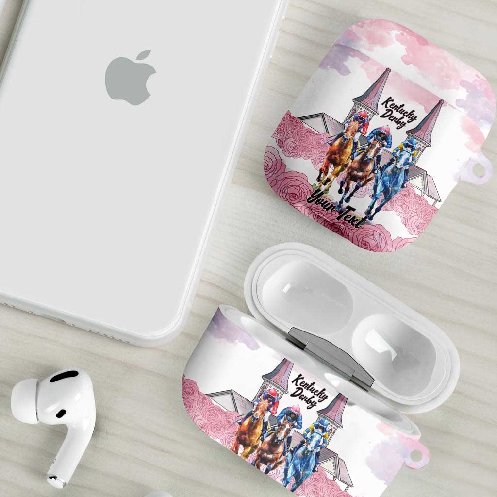 Kentucky Horse Racing Personalized AirPods Case Churchill Downs Roses Pastel Pink