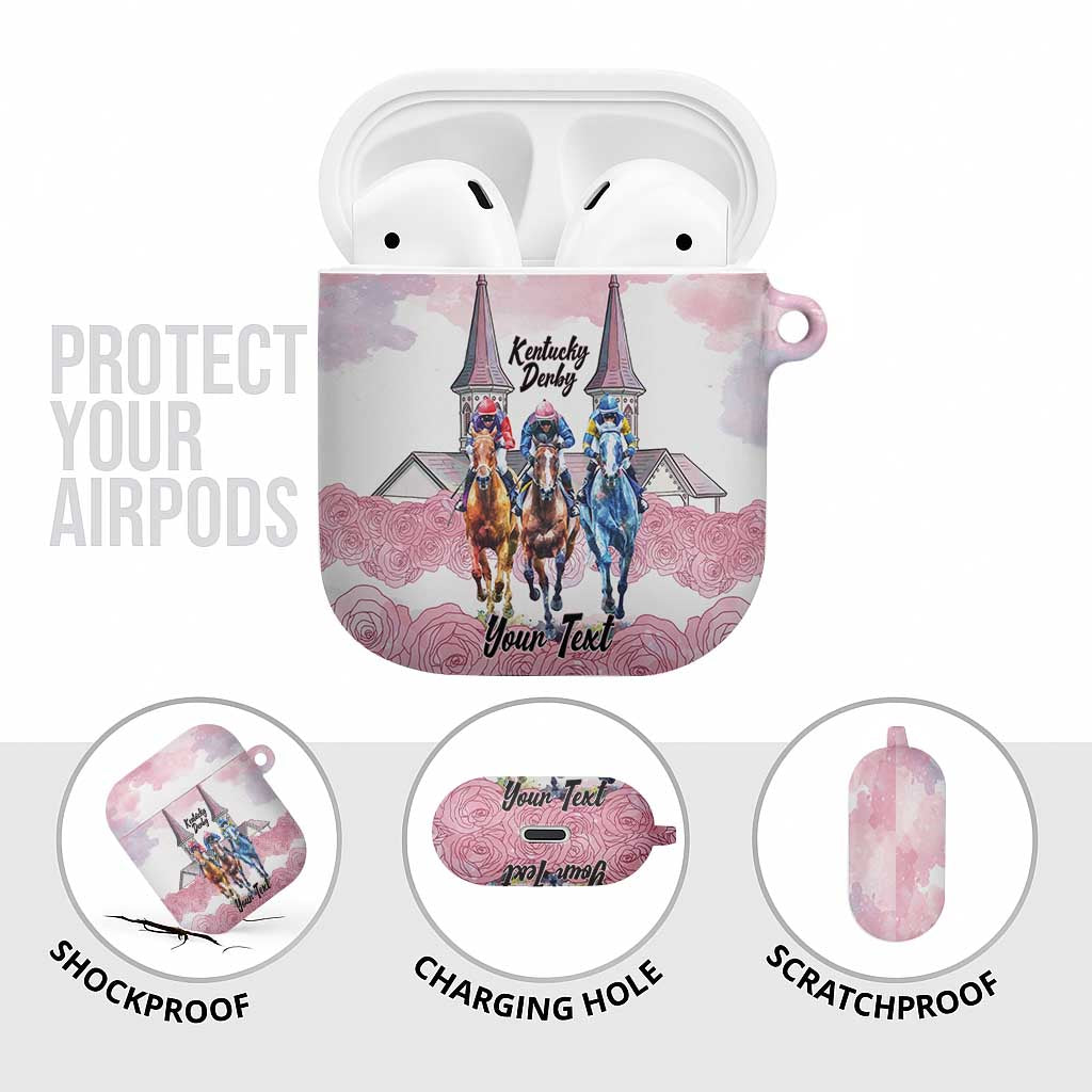 Kentucky Horse Racing Personalized AirPods Case Churchill Downs Roses Pastel Pink