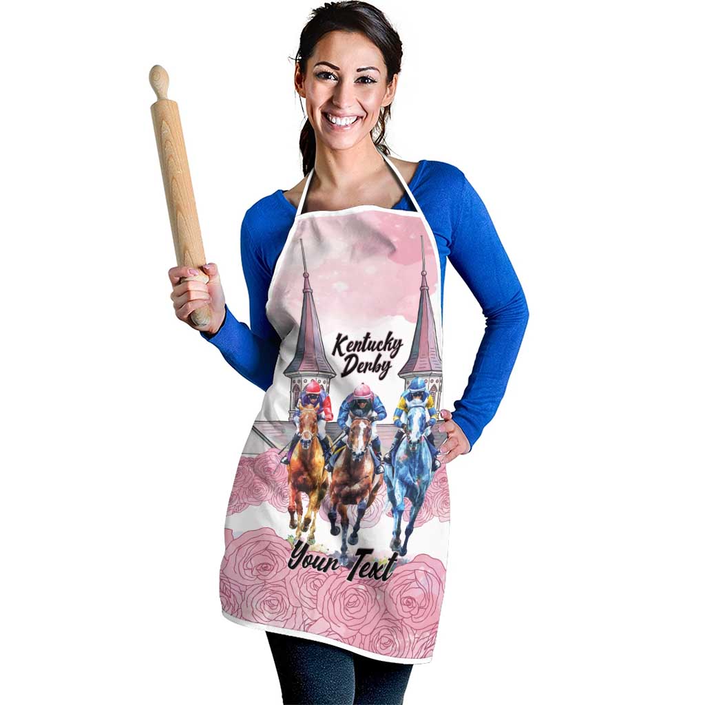 Kentucky Horse Racing Personalized Apron Churchill Downs Roses Pastel Pink