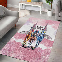 Kentucky Horse Racing Personalized Area Rug Churchill Downs Roses Pastel Pink