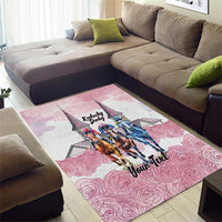 Kentucky Horse Racing Personalized Area Rug Churchill Downs Roses Pastel Pink