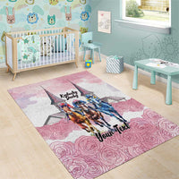 Kentucky Horse Racing Personalized Area Rug Churchill Downs Roses Pastel Pink