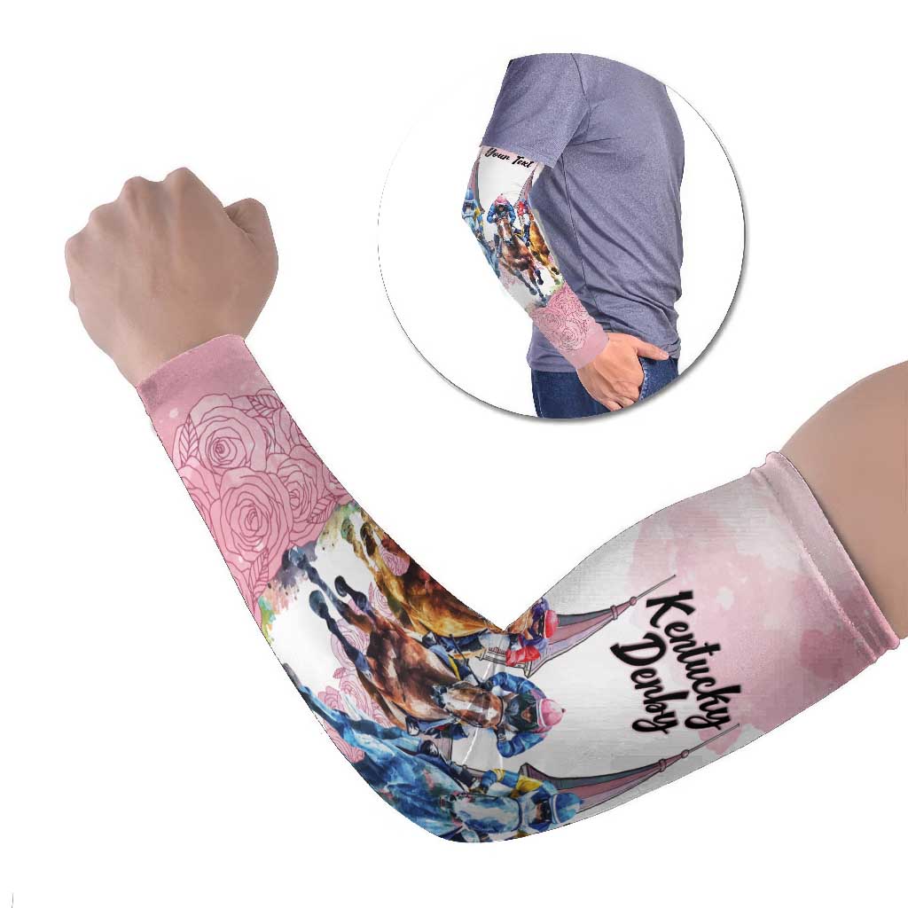 Kentucky Horse Racing Personalized Arm Sleeves Churchill Downs Roses Pastel Pink