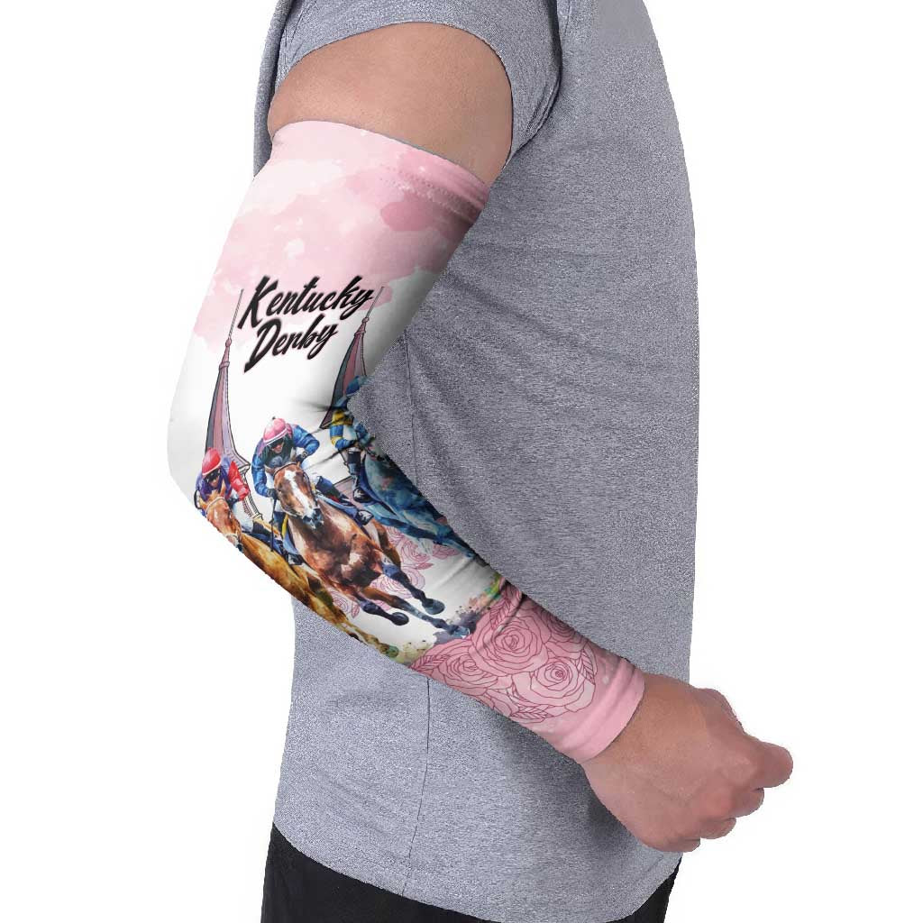 Kentucky Horse Racing Personalized Arm Sleeves Churchill Downs Roses Pastel Pink