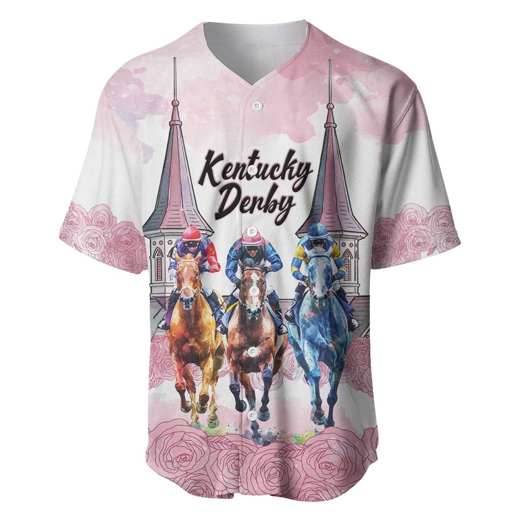 Kentucky Horse Racing Personalized Baseball Jersey Churchill Downs Roses Pastel Pink