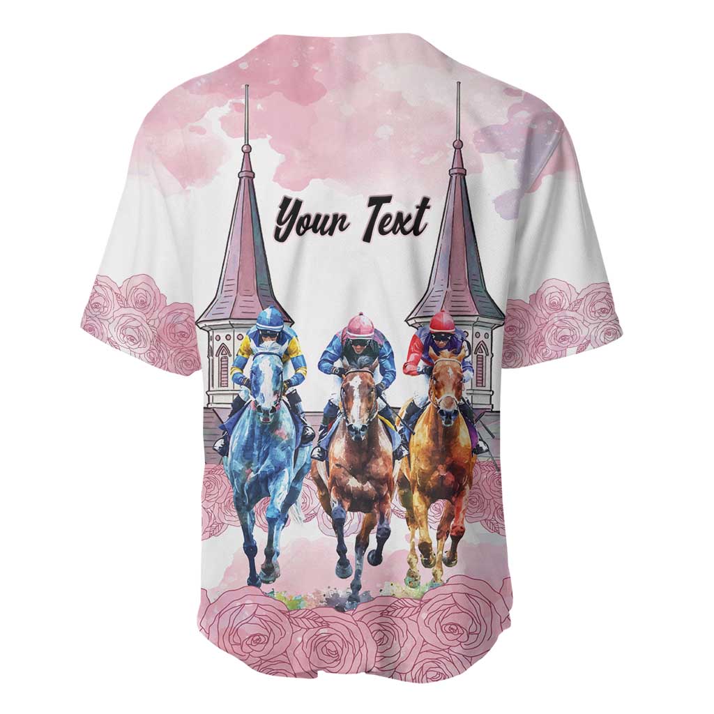 Kentucky Horse Racing Personalized Baseball Jersey Churchill Downs Roses Pastel Pink