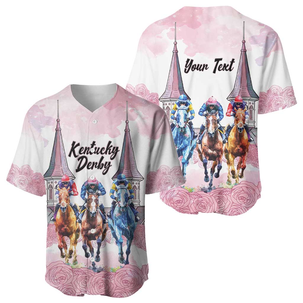 Kentucky Horse Racing Personalized Baseball Jersey Churchill Downs Roses Pastel Pink