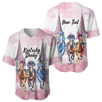 Kentucky Horse Racing Personalized Baseball Jersey Churchill Downs Roses Pastel Pink