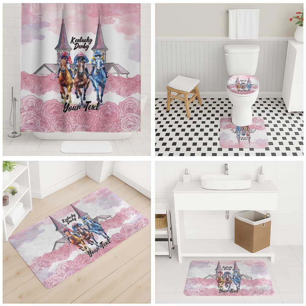Kentucky Horse Racing Personalized Bathroom Set Churchill Downs Roses Pastel Pink