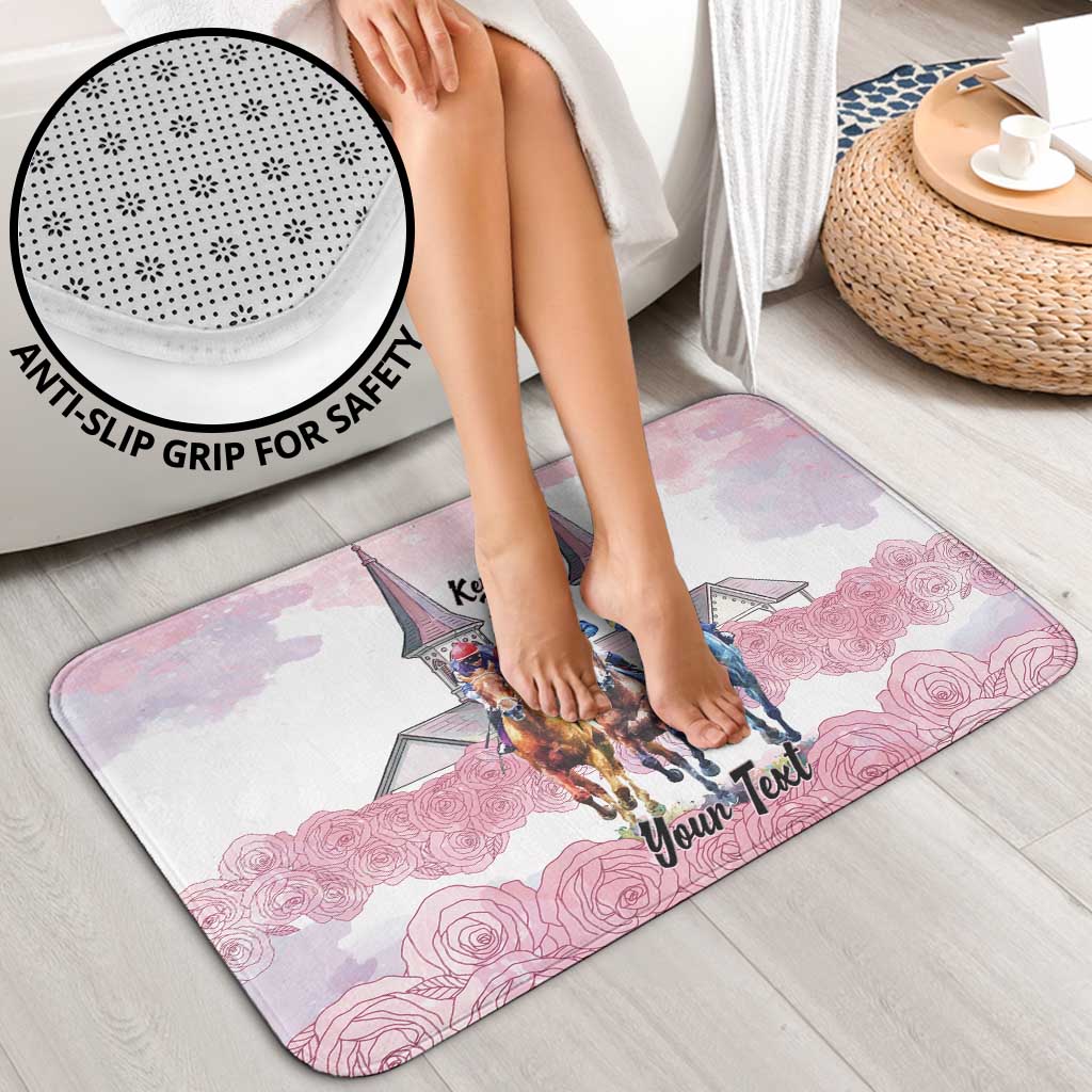 Kentucky Horse Racing Personalized Bathroom Set Churchill Downs Roses Pastel Pink