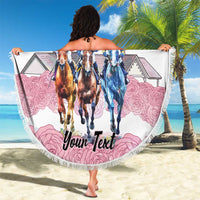 Kentucky Horse Racing Personalized Beach Blanket Churchill Downs Roses Pastel Pink
