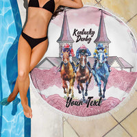 Kentucky Horse Racing Personalized Beach Blanket Churchill Downs Roses Pastel Pink