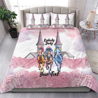Kentucky Horse Racing Personalized Bedding Set Churchill Downs Roses Pastel Pink