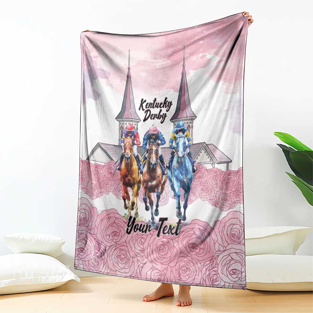 Kentucky Horse Racing Personalized Blanket Churchill Downs Roses Pastel Pink