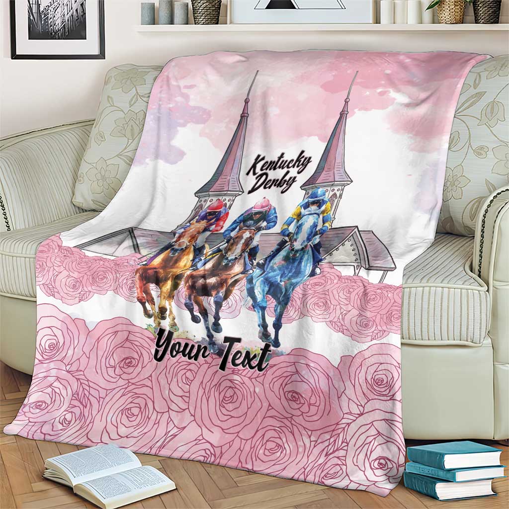 Kentucky Horse Racing Personalized Blanket Churchill Downs Roses Pastel Pink