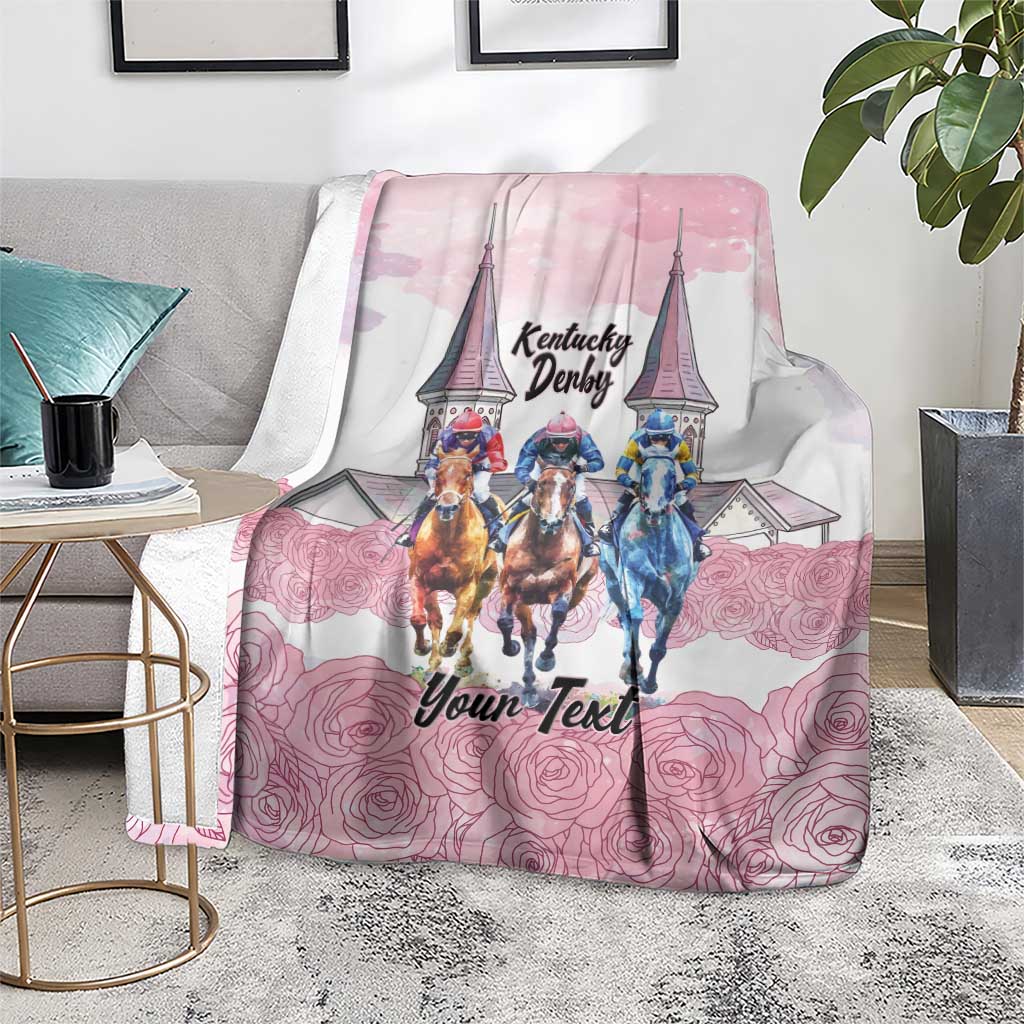 Kentucky Horse Racing Personalized Blanket Churchill Downs Roses Pastel Pink