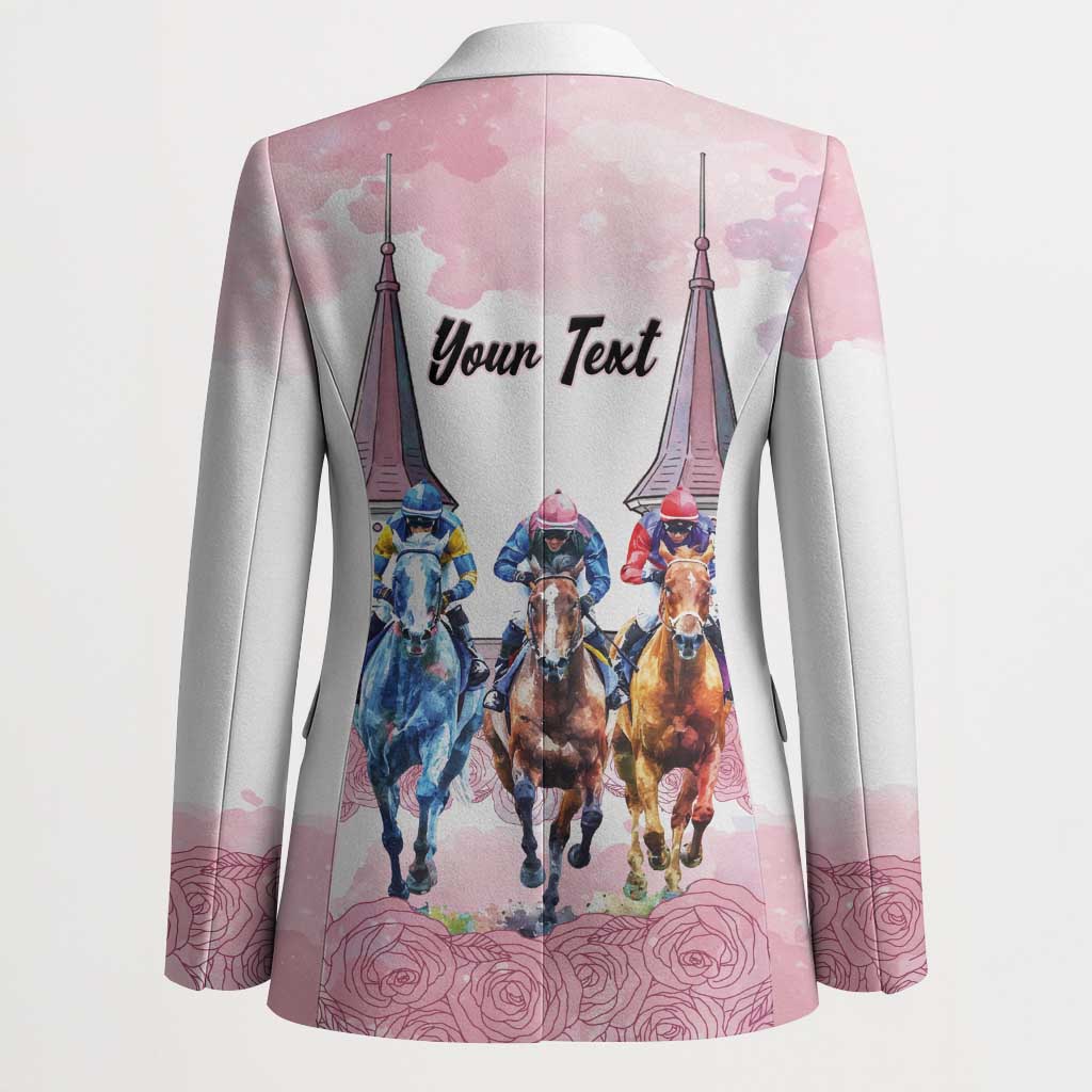 Kentucky Horse Racing Personalized Blazer Churchill Downs Roses Pastel Pink