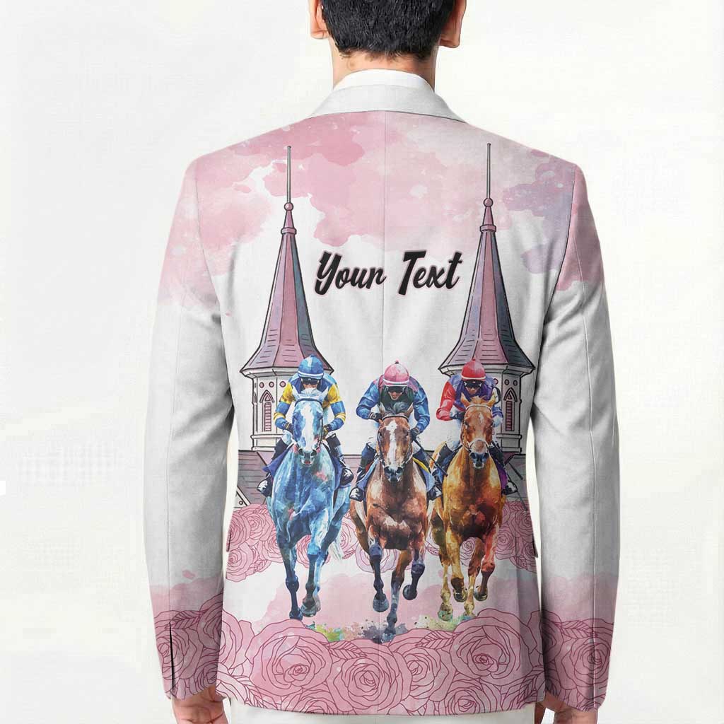 Kentucky Horse Racing Personalized Blazer Churchill Downs Roses Pastel Pink
