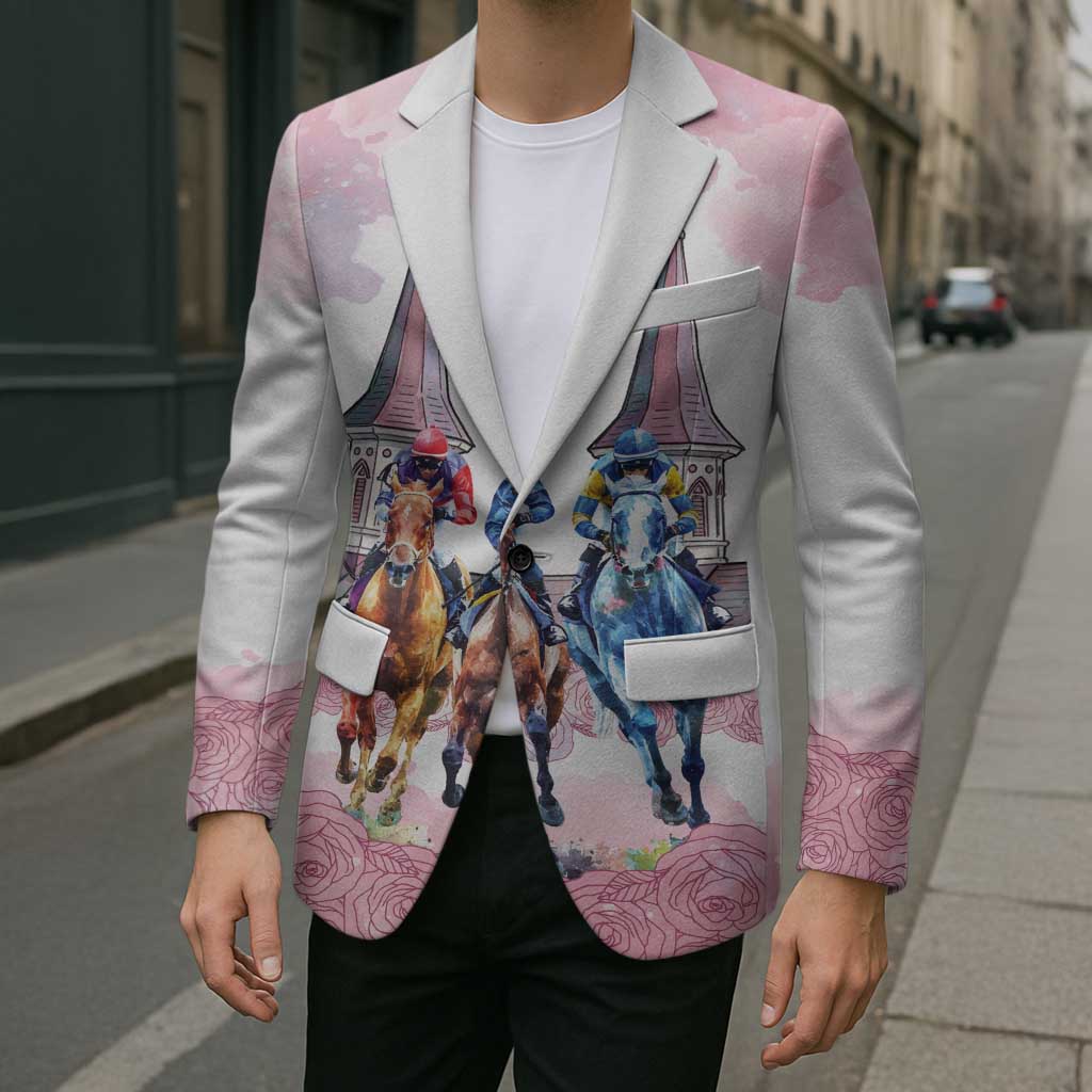 Kentucky Horse Racing Personalized Blazer Churchill Downs Roses Pastel Pink