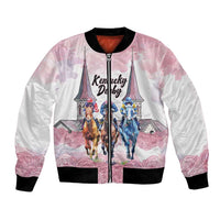Kentucky Horse Racing Personalized Bomber Jacket Churchill Downs Roses Pastel Pink