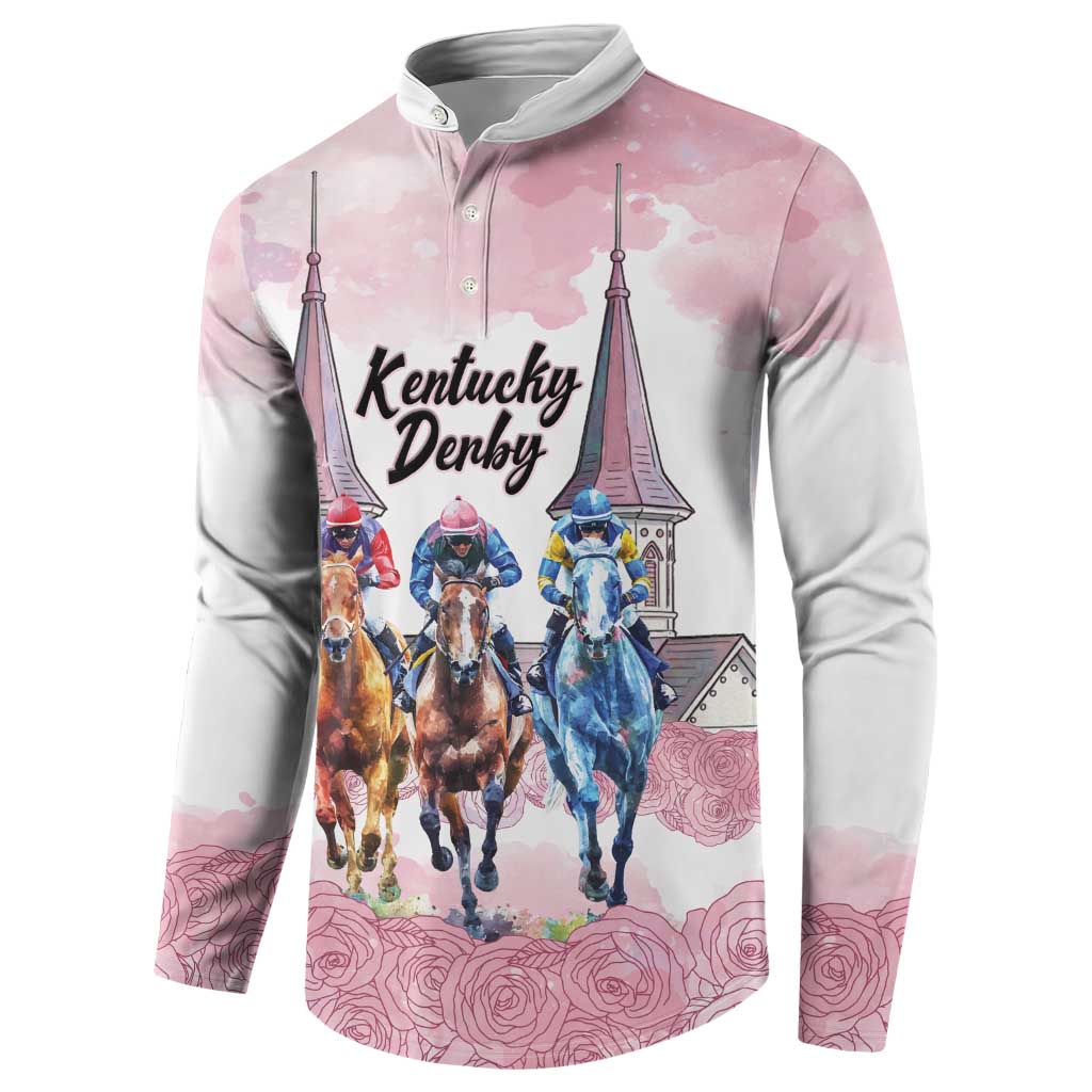 Kentucky Horse Racing Personalized Button Sweatshirt Churchill Downs Roses Pastel Pink