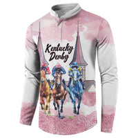Kentucky Horse Racing Personalized Button Sweatshirt Churchill Downs Roses Pastel Pink