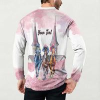 Kentucky Horse Racing Personalized Button Sweatshirt Churchill Downs Roses Pastel Pink